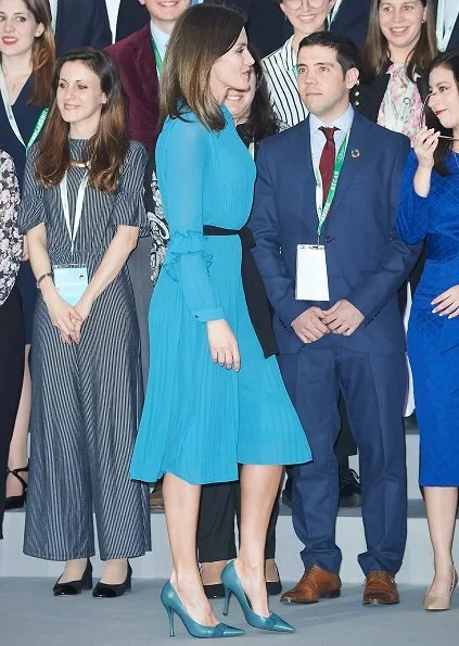 Queen Letizia wore ZARA pleated jumpsuit dress with belt from spring summer 2019 collection