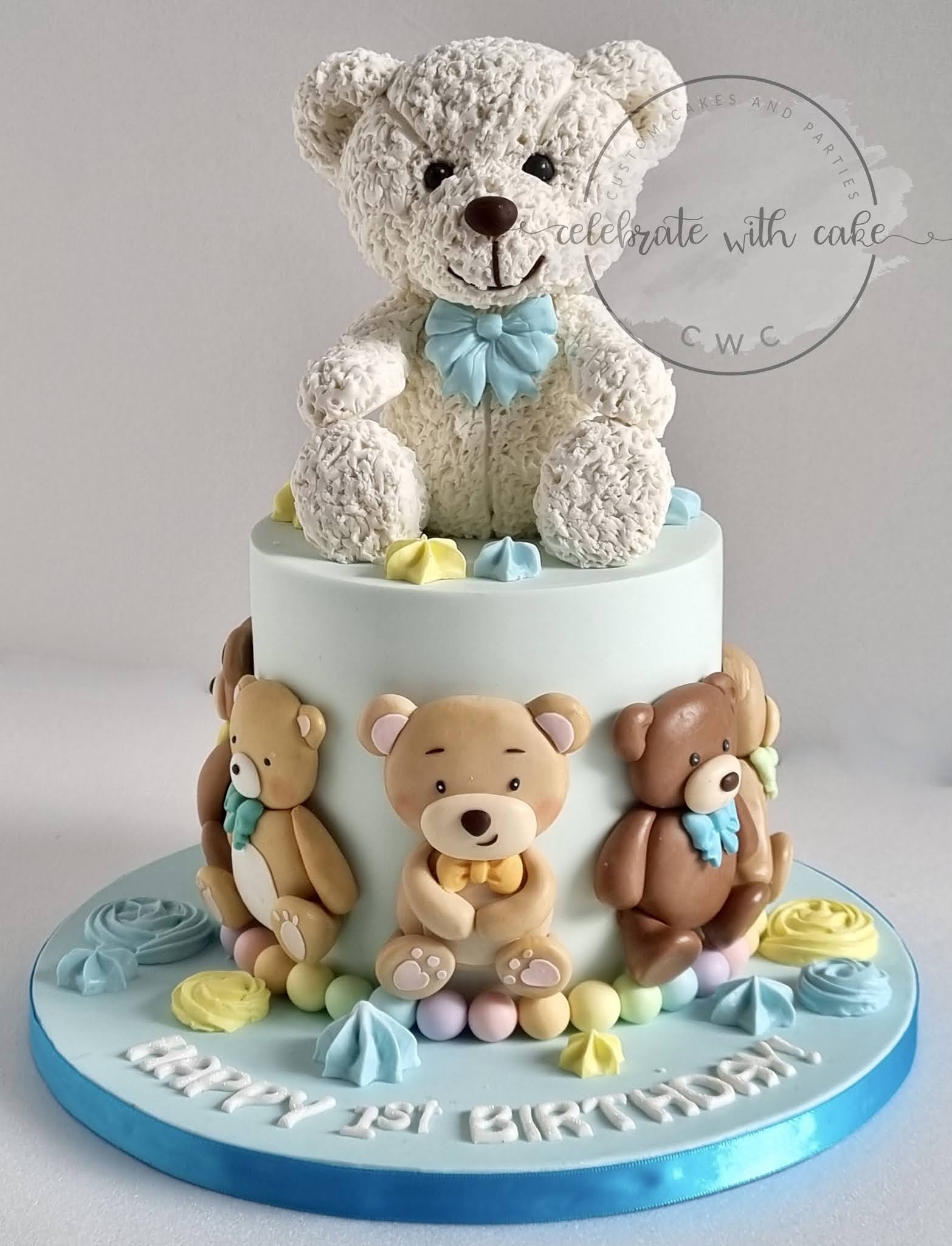Teddy Bear themed 1st Birthday Cake