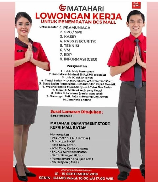 Loker Spg Batam Terbaru Loker Kerja Terbaru 2021