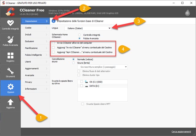 impostazioni di default di ccleaner impostazioni di default di ccleaner