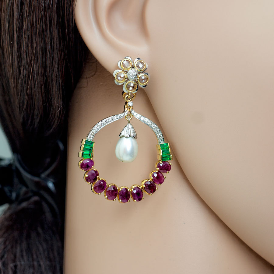 Multi Color Chand Balis - Indian Jewellery Designs