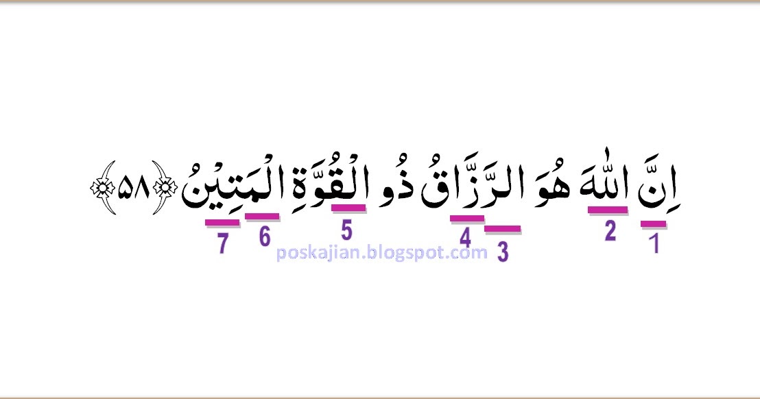Hukum Tajwid AlQuran Surat AzZariyat Ayat 58 Lengkap