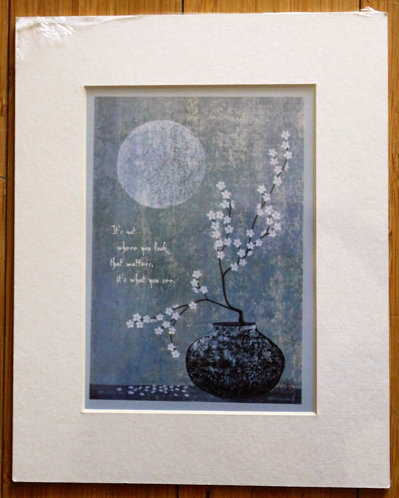 dasher deals 8x10 8 x10 blue quote mindfulness peace art matted