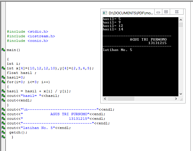 Contoh array dimensi dua