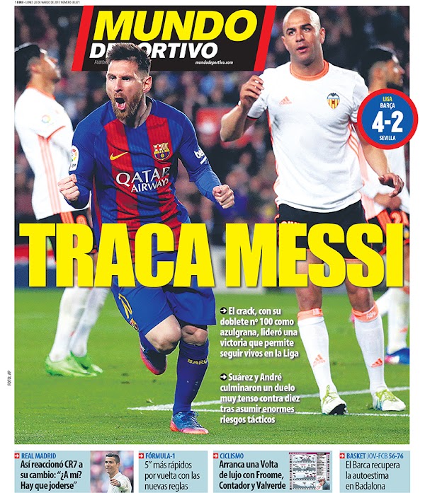 FC Barcelona, Mundo Deportivo: "Traca Messi"