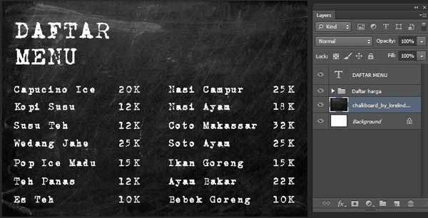 Cara Membuat Daftar Menu Makanan di Photoshop