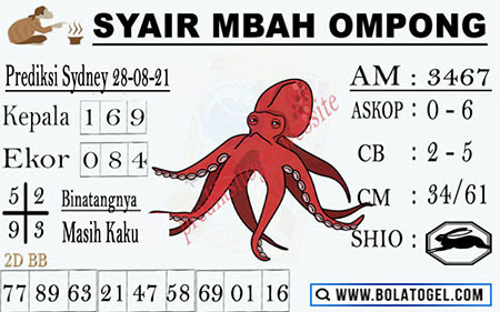 Syair Mbah Ompong SDY Sabtu 28-08-2021