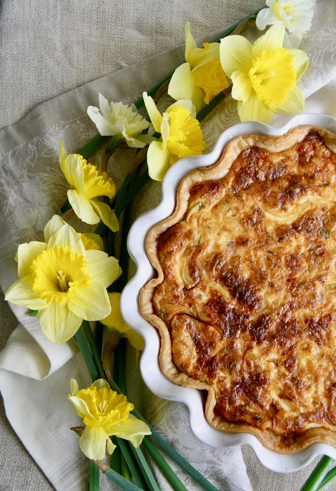 salted sugared spiced™ Ham, Caramelized Onion, and Gruyere Quiche