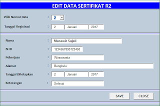 Form Edit Data Sertifikat Aplikasi Excel Cetak Blanko Sertifikat