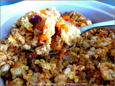 Fall Harvest Stuffing: A side dish for the holidays. Stuff your turkey to bake in the bird or bake in a casserole dish in the oven. Easy preparation. Can be made ahead | Recipe developed by www.BakingInATornado.com | #recipe #Thanksgiving #Christmas