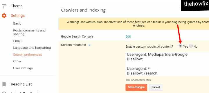 Add custom robots.txt in blogger