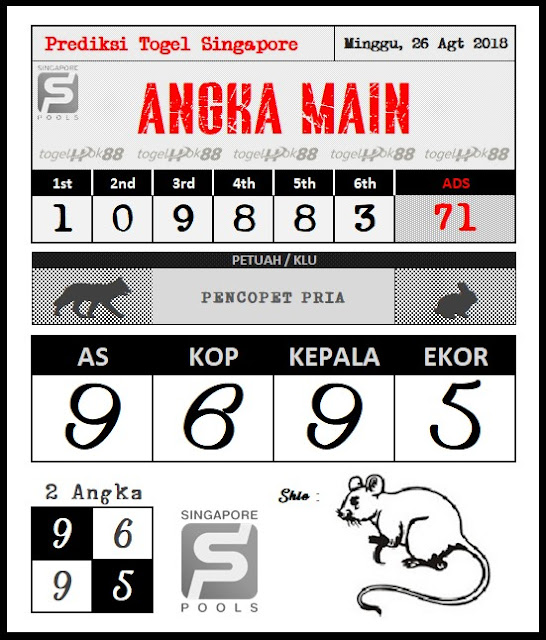 PREDIKSI SINGAPORE POOLS 26 AGUSTUS 2018 Prediksi Togel Hari Ini