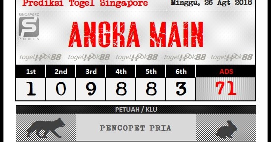 PREDIKSI SINGAPORE POOLS 26 AGUSTUS 2018 Prediksi Togel Hari Ini