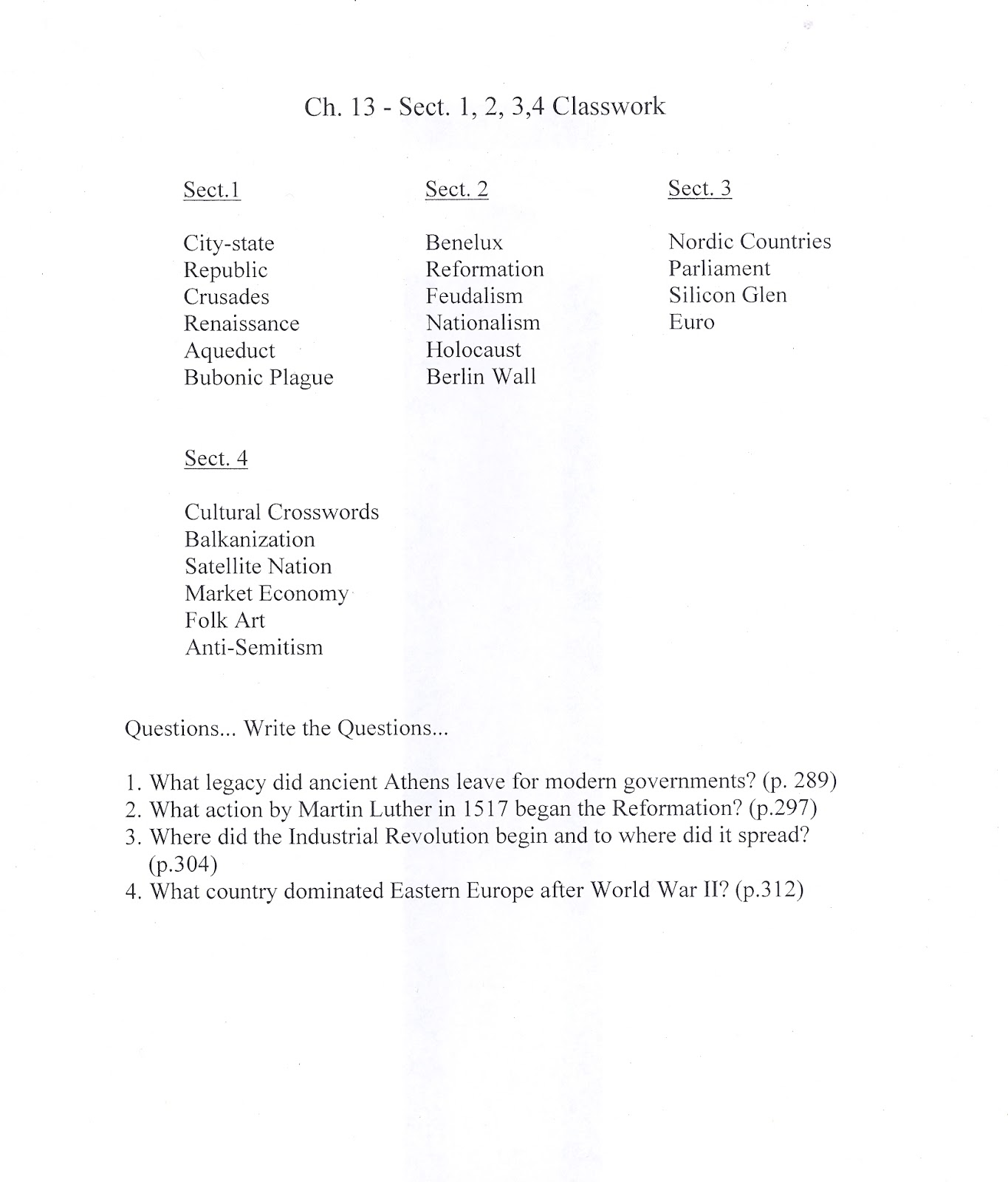 Mr. E's World Geography Page World Geography 2018 Chapter 13 Human