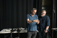 Alex Garland and Jeff Vandermeer on the set of Annihilation