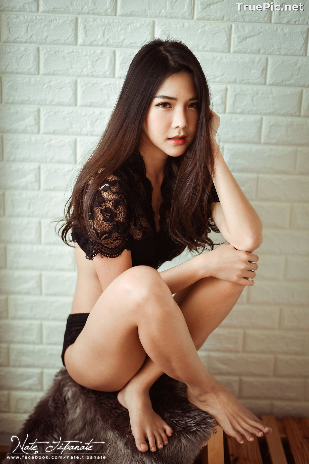 Image Thailand Model - Phitchamol Srijantanet - Black and White Lace Lingerie - TruePic.net - Picture-48