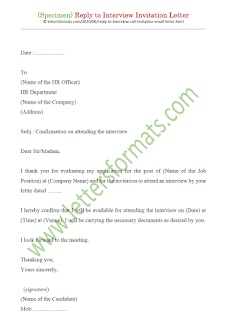 Candidate S Reply To Interview Call Invitation Sample Email Letter