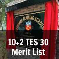 10+2 TES 30 Merit List Indian Army