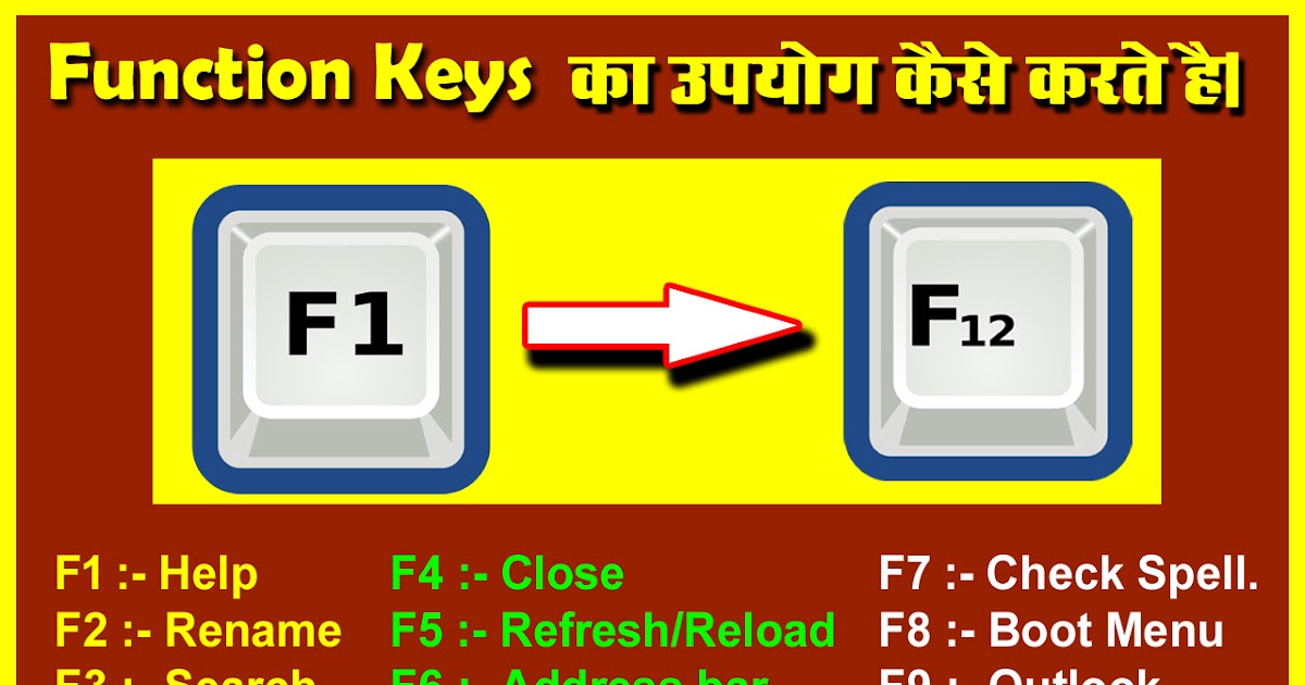 Function Keys of Computer All Function Keys in Hindi F1 To F12