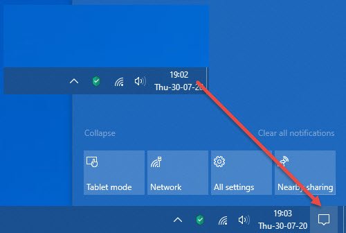 Windows 10 中缺少操作中心