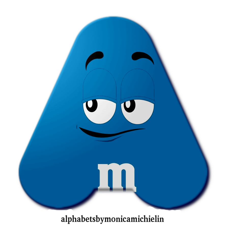 M. Michielin Alphabets: 4 - BLUE M&M CHOCOLATE ALPHABET PNG, #m&m