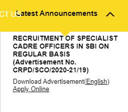SBI SCO Recruitment 2020- SBI 105 SCO Notification Released