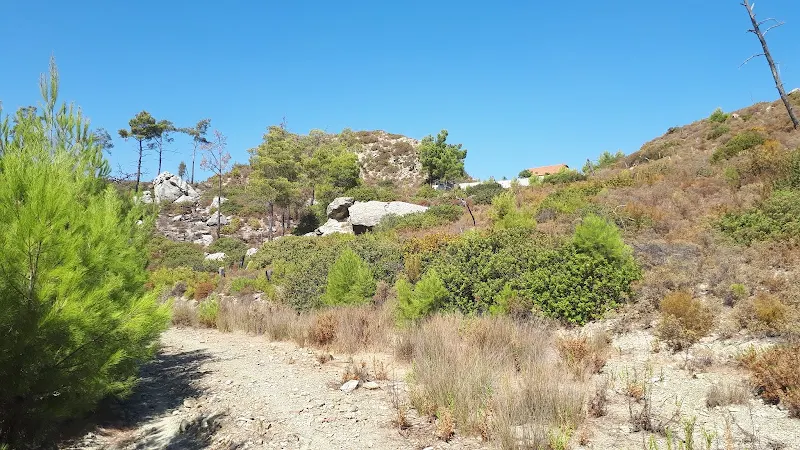 A more rugged landscape at the point where the track divides into two