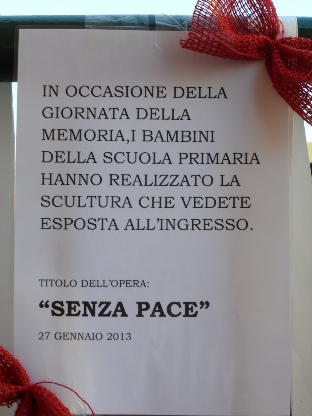 Giornata Della Memoria 2021 Scuola Primaria / Airuno una scultura a