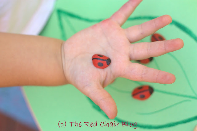 Painted pistachio shell ladybugs from The Red Chair Blog