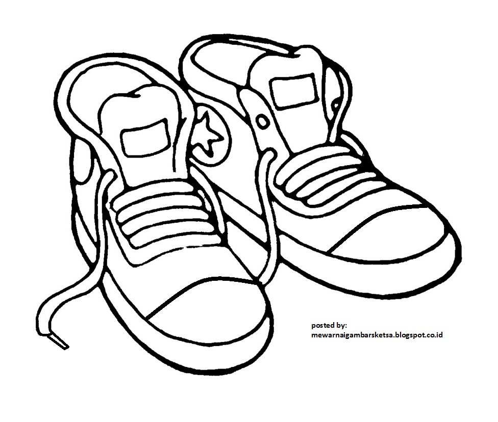  Mewarnai Gambar Mewarnai Gambar Sketsa Sepatu 1
