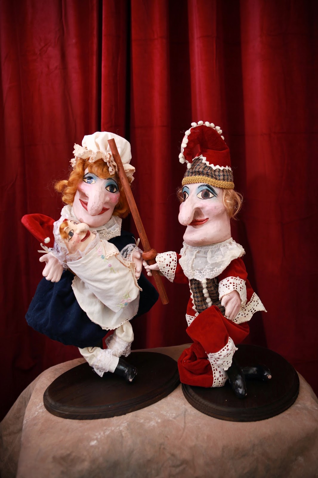 Netherworld Oddities Antique reproduction Punch and Judy puppet dolls Hand sculpted OOAK