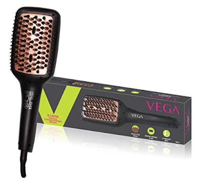 VEGA X-Look Hair Straightening Brush With Adjustable Temperature and ionic & Anti-Sclad Technology