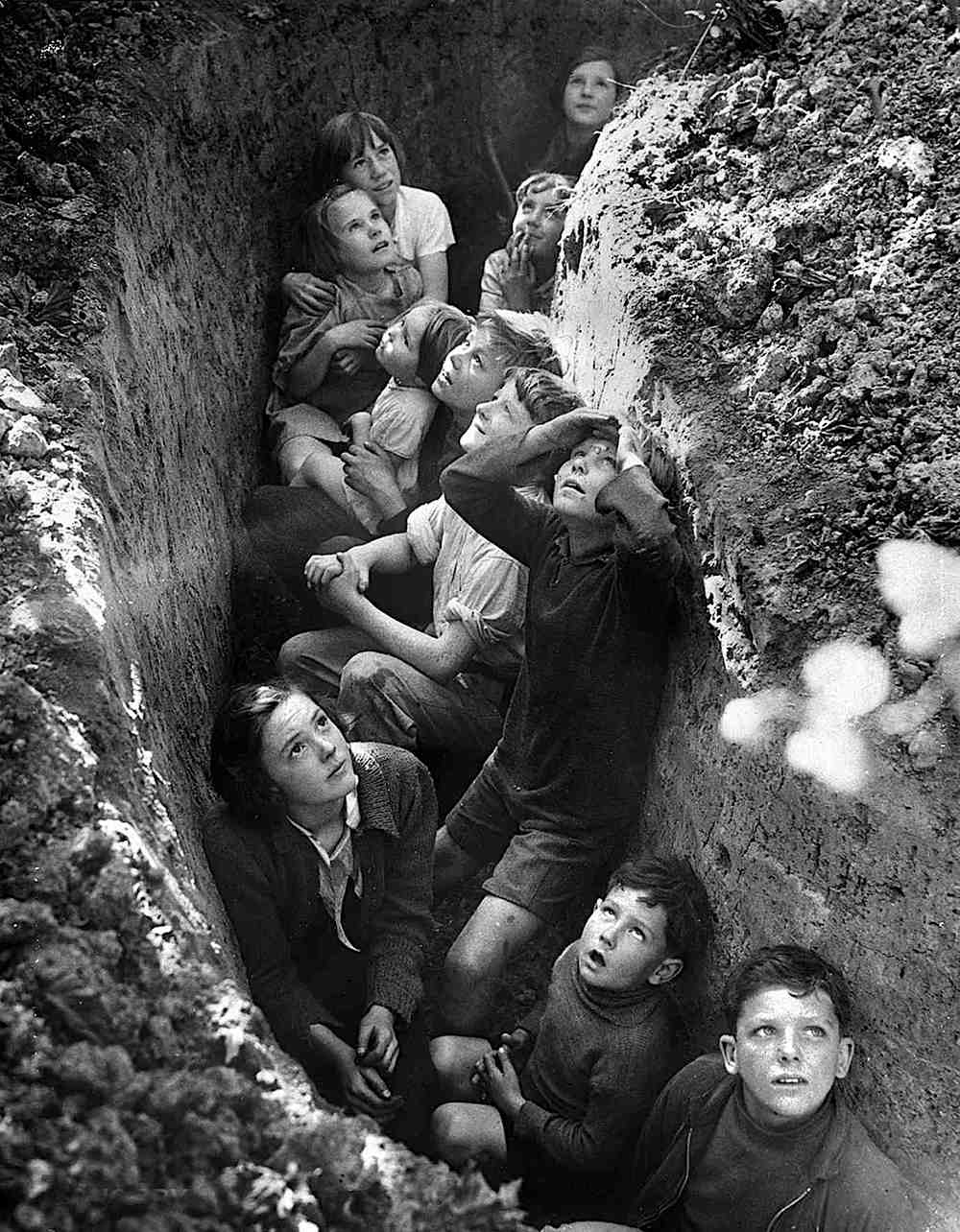 London Blitz 1941 children in a trench during the London Blitz, a photograph