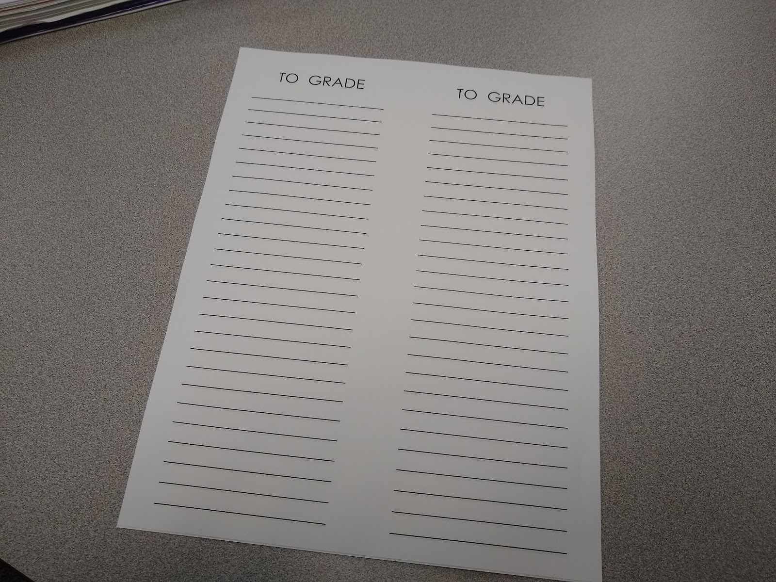 to grade list printed two to a page. 