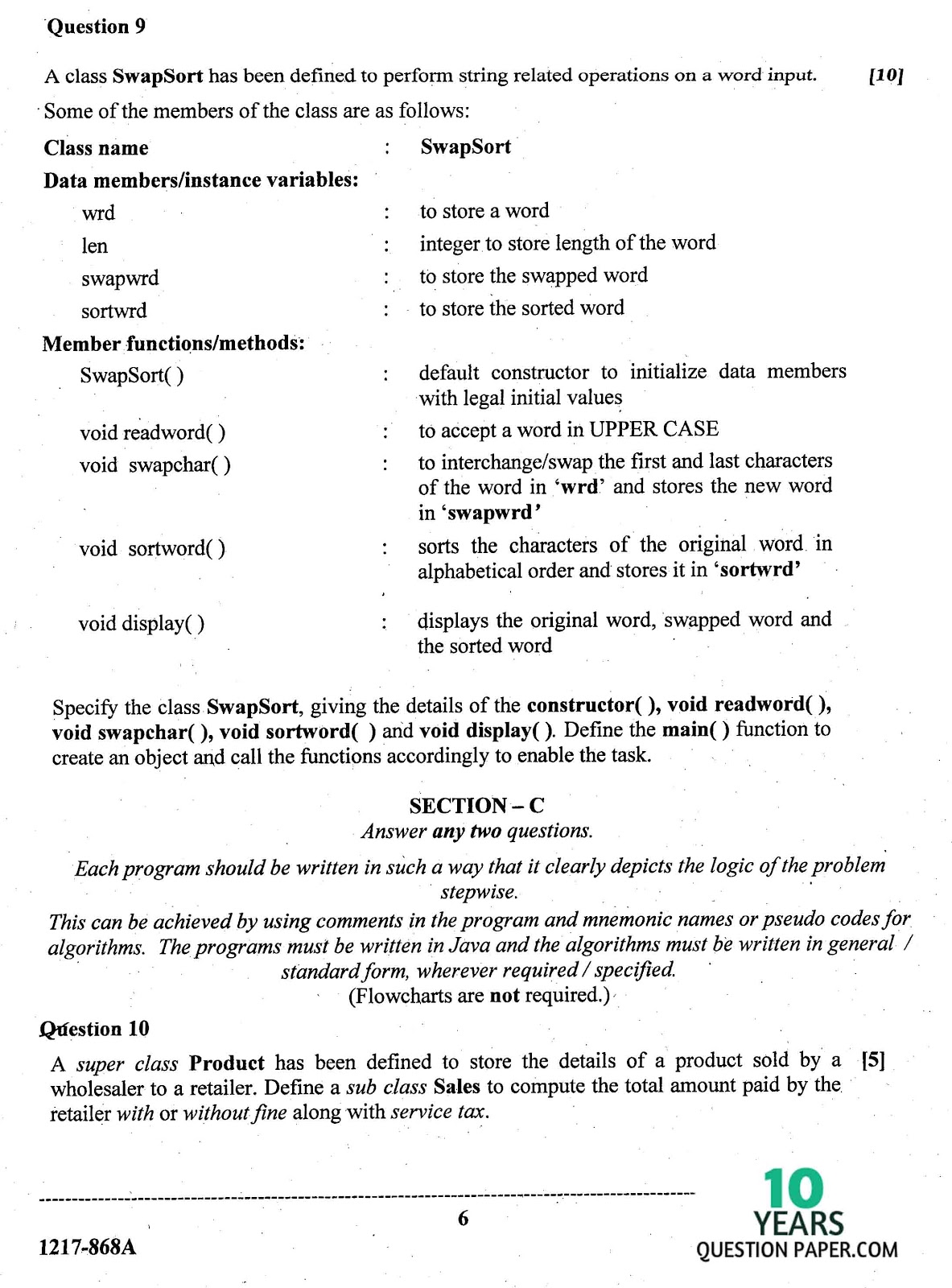 isc 2017 class 12th computer science theory question paper isc 2017 class 12th computer science THEORY question paper