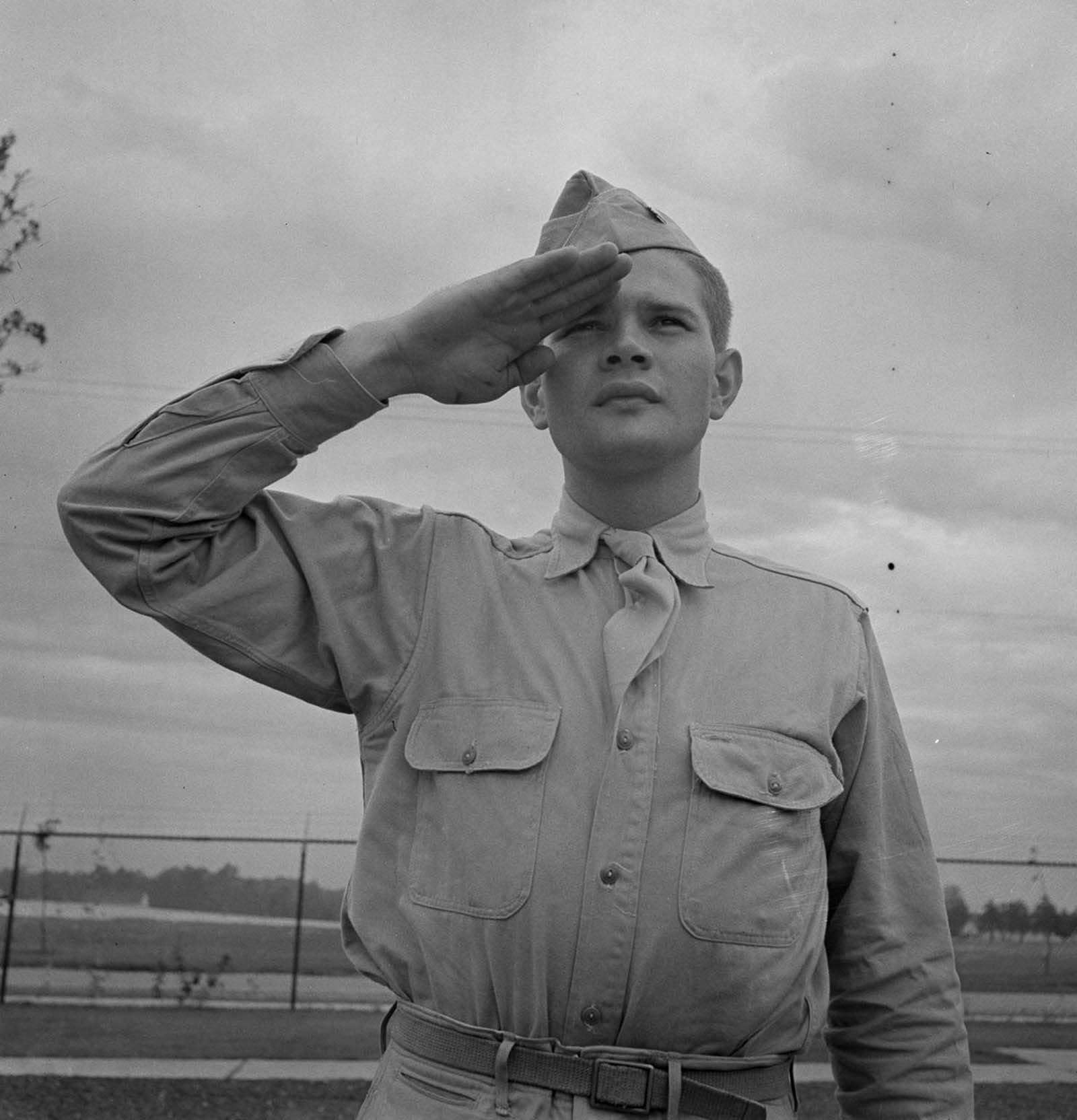 These photos follow the journey of an average young man into a skilled and disciplined soldier  1942 - 39