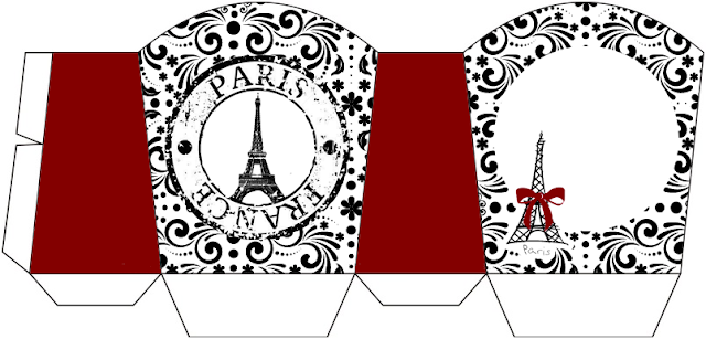 Kit para Boda con Tema París en Rojo y Negro para Imprimir Gratis. 