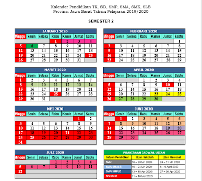 Kalender pendidikan Tahun 2019/2020 Jawa Barat