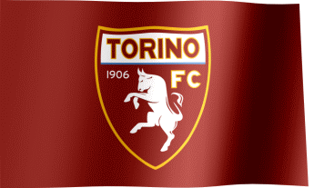 The waving flag of Torino F.C. with the logo (Animated GIF) (Bandiera del Torino FC)