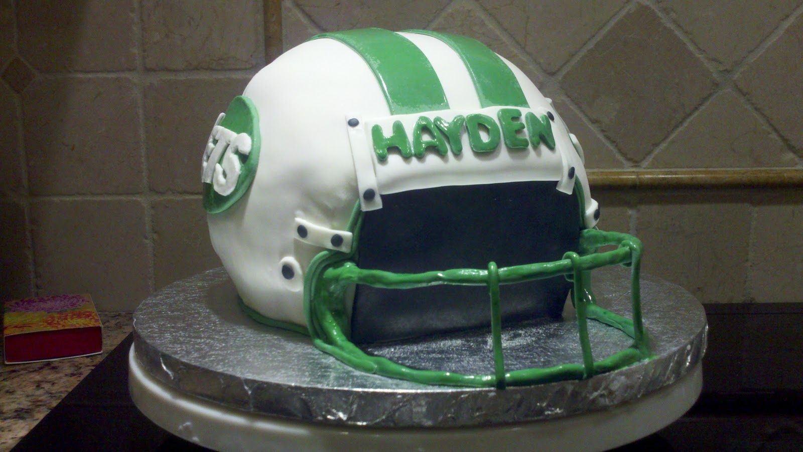Deb's Custom Cakes Jets Football Helmet Cake
