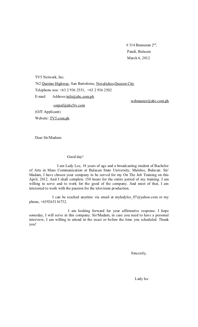 Sample Application Letter For Ojt Formal Letter sample-application-letter-for-ojt-formal-letter