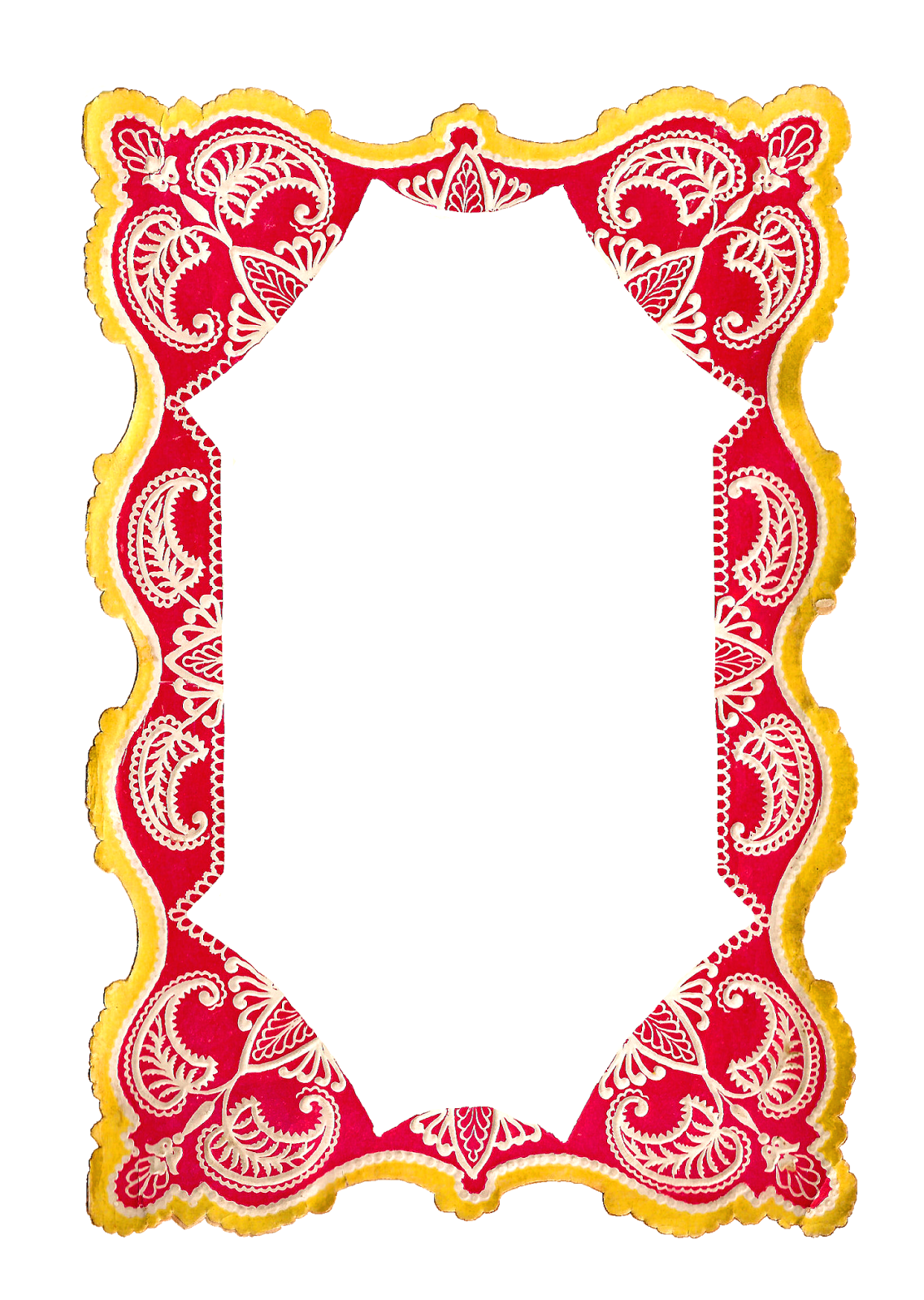Digital frame clip art of printable red and yellow