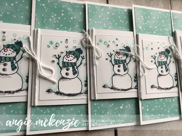 By Angie McKenzie on this Thankful Thursday - Card Swap; Click READ or VISIT to go to my blog for details! Featuring the Snowman Season Stamp Set and the Let It Snow Specialty Designer Series Paper; #simplestamping #snowmanseasonstampset #icestampinglitter #bakerstwine #letitsnow #letitsnowspecialtydsp  #coloringwithblends #wintercards #anyoccasioncards #thankyoucards #cardtechniques #stamping #loveitchopit