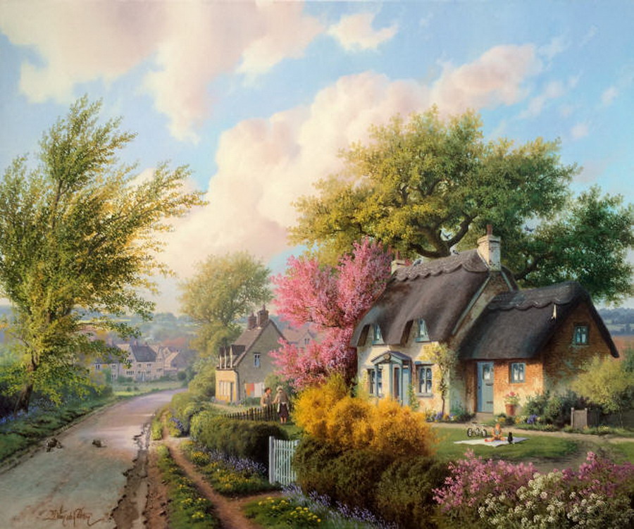 Imágenes Arte Pinturas: Paisajes Costumbristas del Campo con Casas