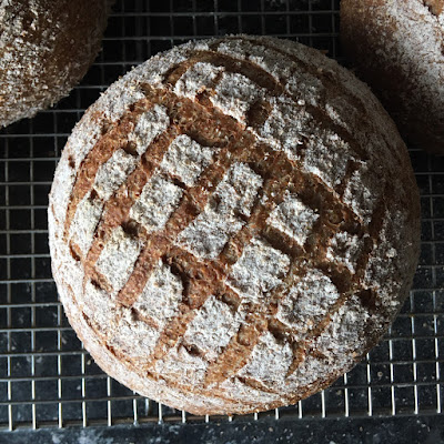 Round loaf scored with a criss cross design