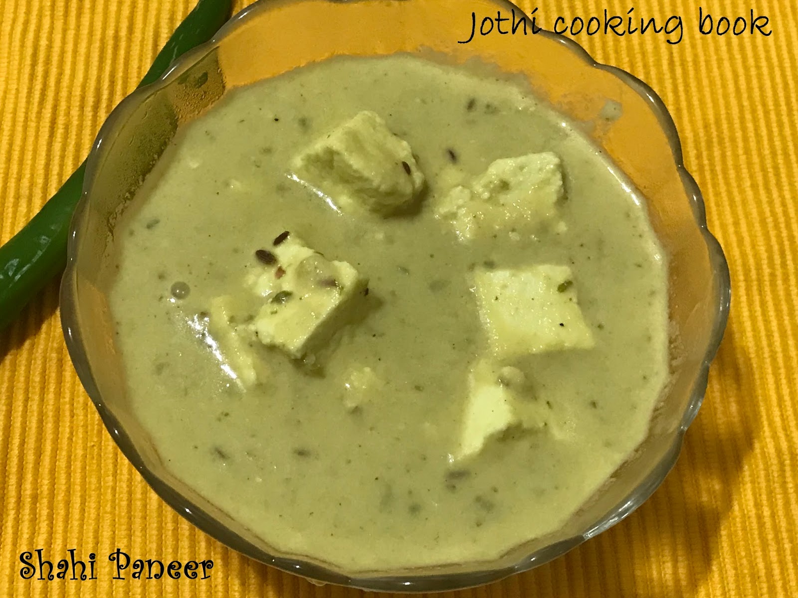 Jothi Cooking Book Shahi Paneer