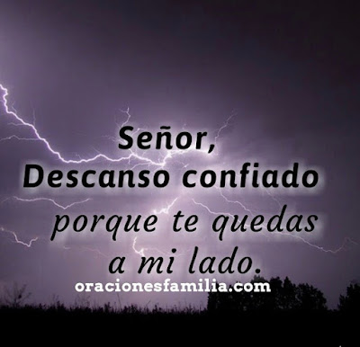 Imagen con oracion para descansar confiando en Dios en la noche por Mery Bracho