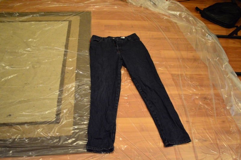 Spray the bleach onto the jeans. I changed the nozzle until the bleach