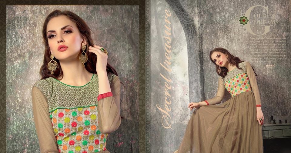 TELUGU WEB WORLD DARK BROWN AND BISCUIT COLOR SALWARS