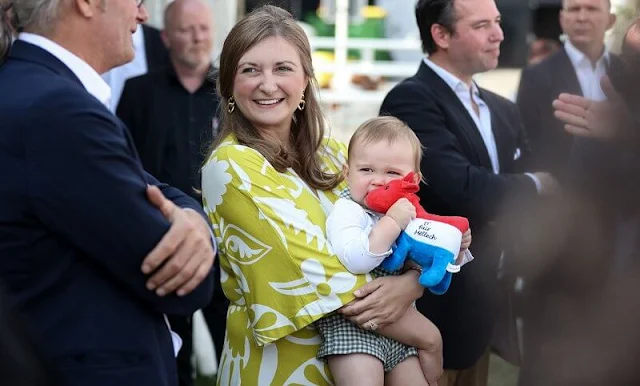 Princess Stephanie wore a new poppy jersey  chartreuse, garden tropic maxi dress from Boden. Prince Charles